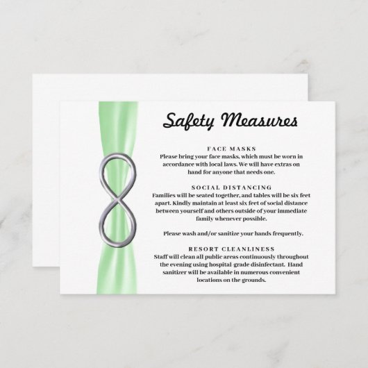 Green Ribbon Silver Unendlichkeit Sicherheitsmaßna Begleitkarte (Vorne/Hinten)