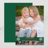 Green Ribbon Snowflake Weihnachtskarte Feiertagskarte (Vorne/Hinten)