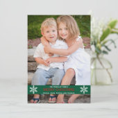 Green Ribbon Snowflake Weihnachtskarte Feiertagskarte (Stehend Vorderseite)