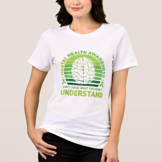 Green Ribbon Warrior & amp; Unterstützer - Mental Tri-Blend Shirt (Vorderseite)