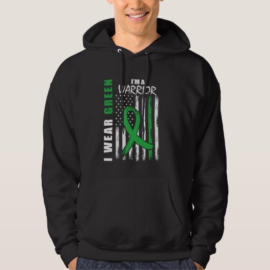 Green Ribbon Warrior Kidney Disease Awareness Flag Hoodie (Vorderseite)