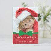 Green Ribbon Weihnachtsfotokarte Einladung (Stehend Vorderseite)