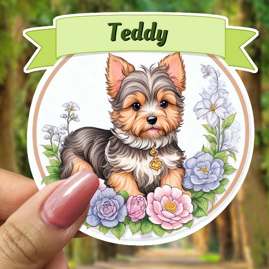 Green Ribbon, Yorkshire & bunte Blume nach Maß Aufkleber