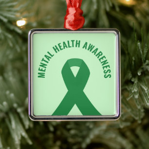 Green Ribbon zur Sensibilisierung für psychische G Ornament Aus Metall