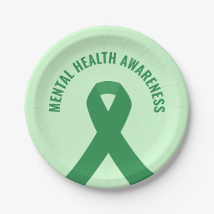 Green Ribbon zur Sensibilisierung für psychische G Pappteller