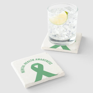 Green Ribbon zur Sensibilisierung für psychische G Steinuntersetzer