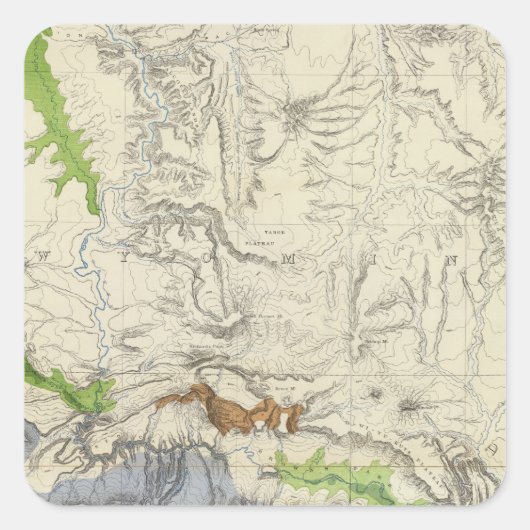 Green River von der Gewerkschaft Pacific Rail Road Quadratischer Aufkleber (Vorderseite)