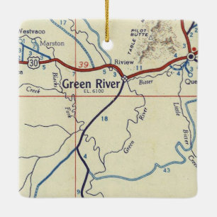 Green River WY Vintage Karte Keramikornament