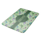 Green Roaring Jurassic Dinosaur mit Namen Badematte (Schrägansicht)