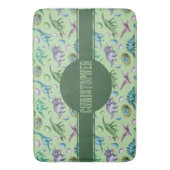 Green Roaring Jurassic Dinosaur mit Namen Badematte (Vorderseite Vertikal)