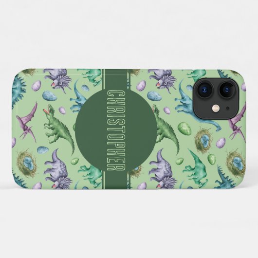 Green Roaring Jurassic Dinosaur mit Namen Case-Mate iPhone Hülle (Rückseite (Horizontal))