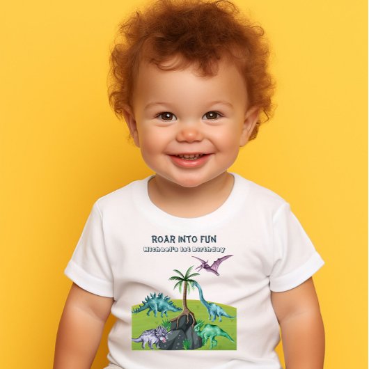 Green Roaring Jurassic Dinosaurier Baby T-shirt