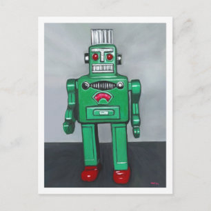 Green Robot Postkarte