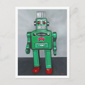 Green Robot Postkarte