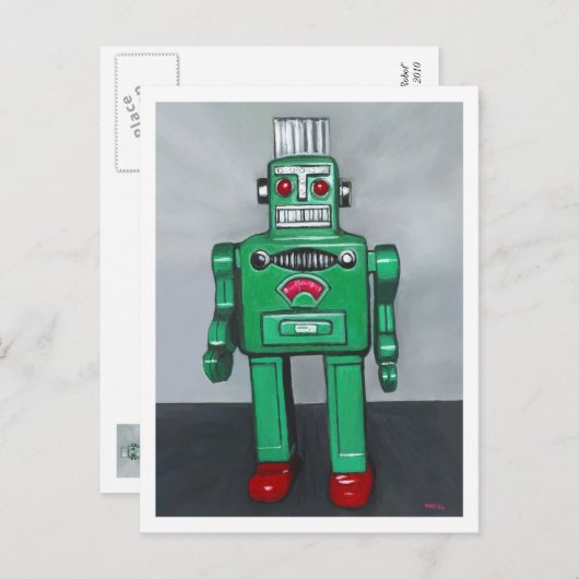 Green Robot Postkarte (Vorne/Hinten)