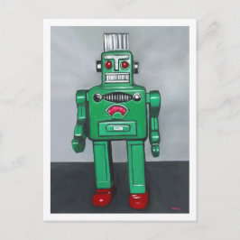 Green Robot Postkarte