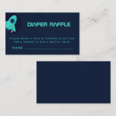 Green Rocket Spaceship Space Theme Diaper Raffle Begleitkarte (Vorne/Hinten)