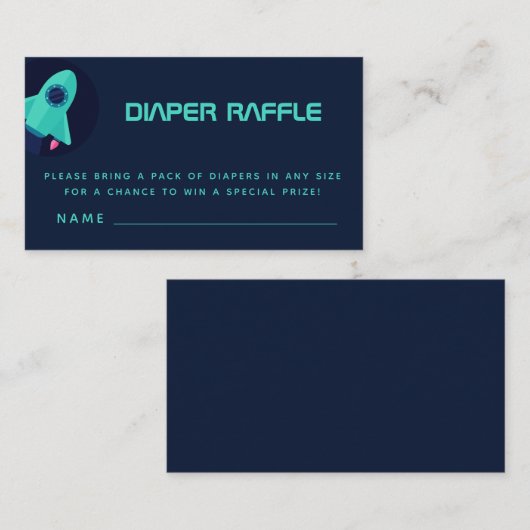 Green Rocket Spaceship Space Theme Diaper Raffle Begleitkarte (Vorne/Hinten)