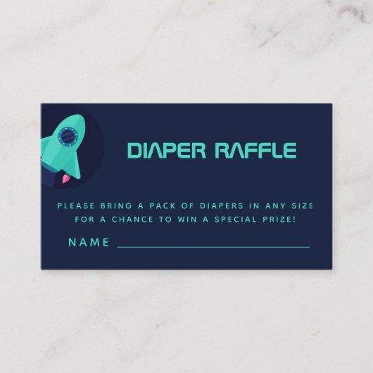 Green Rocket Spaceship Space Theme Diaper Raffle Begleitkarte (Vorderseite)