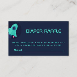 Green Rocket Spaceship Space Theme Diaper Raffle Begleitkarte