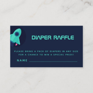 Green Rocket Spaceship Space Theme Diaper Raffle Begleitkarte