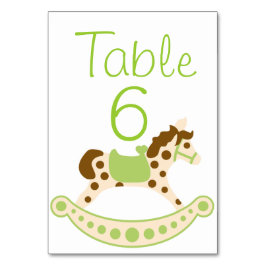 Green Rocking Horse Baby Dusche Tischnummern