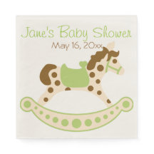 Green Rocking Horse Baby Shower Napkins