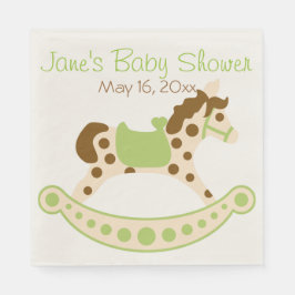 Green Rocking Horse Baby Shower Napkins Serviette