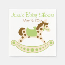 Green Rocking Horse Baby Shower Napkins
