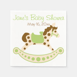 Green Rocking Horse Baby Shower Napkins Serviette