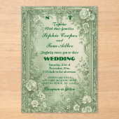 Green Rococo Garden Grand Baroque Opulence Wedding Acryleinladungen (Vorderseite)