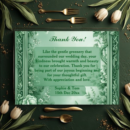 Green Rococo Garden Grand Baroque Opulence Wedding Dankeskarte