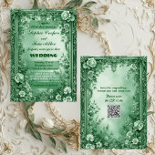 Green Rococo Garden Grand Baroque Opulence Wedding Einladung