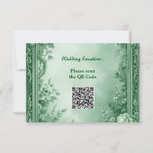 Green Rococo Garden Grand Baroque Opulence Wedding RSVP Karte (Rückseite)
