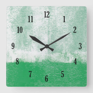 Green rolled paint clock quadratische wanduhr