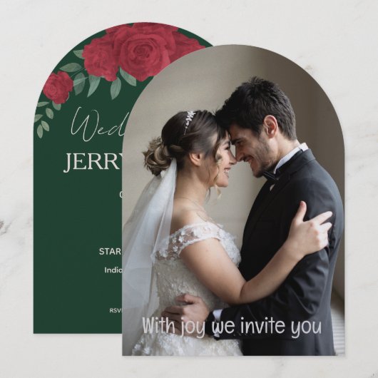 Green Romantic Couple Personalized Wedding  Einladung (Vorne/Hinten)
