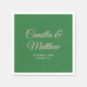 Green Romantic Script Personalisiert Wedding Napki Serviette