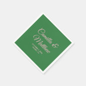 Green Romantic Script Personalisiert Wedding Napki Serviette (Ecke)