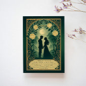 Green Romantic Silhouette Couple Wedding Invite Einladung