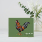 Green Rooster Key West Post Card Postkarte (Stehend Vorderseite)