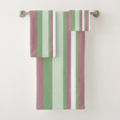 Green, Rose and Pink Stripes Badhandtuch Set (Insitu)