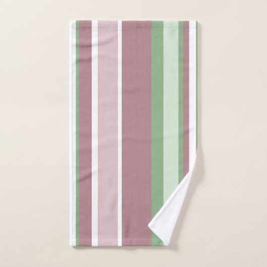 Green, Rose and Pink Stripes Badhandtuch Set (Handtuch)