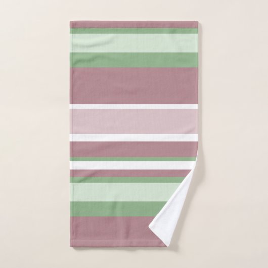 Green, Rose and Pink Stripes Badhandtuch Set (Handtuch)