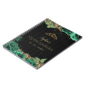 Green Rose Black Gold Lace Quinceñera Gästebuch Notizblock (Linke Seite)