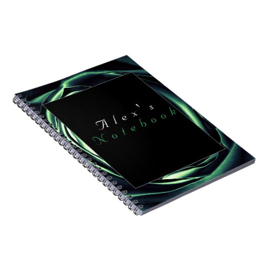 Green Rose Design Spiral Art Foto Notebook Notizblock (Rechte Seite)