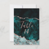 Green & Rose Gold Agate Hochzeiten Tischnummern (Vorderseite)