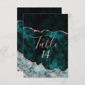 Green & Rose Gold Agate Hochzeiten Tischnummern (Vorne/Hinten)