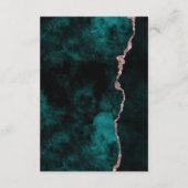 Green & Rose Gold Agate Marmor Hochzeitsempfang Begleitkarte (Rückseite)