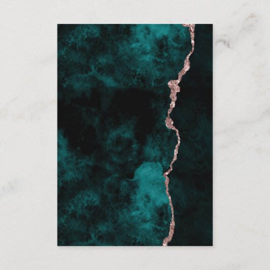Green & Rose Gold Agate Marmor Hochzeitsempfang Begleitkarte (Rückseite)