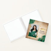 Green Rose Gold Elegantes Foto Quinceanera Gast Notizblock (Innenseite)